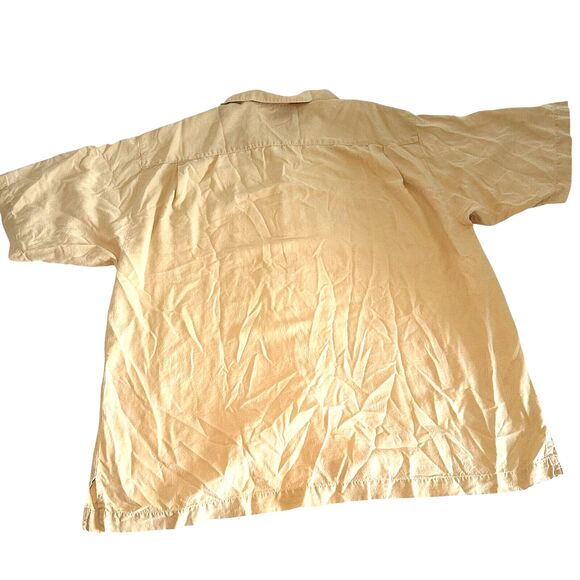 Tommy Bahama 100% Silk Button Up Shirt Men's Size XL Beige Palm Trees Beach Surf - Picture 2 of 5